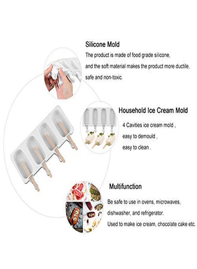 Mayata 2PCS 4XCell Silicone Ice Cream Mold Popsicle Molds DIY Homemade Dessert Freezer Fruit Juice Ice Pop Maker Mould with Sticks - Image 4
